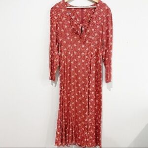 Vintage Prairie Style Floral Print Maxi Dress Cottagecore, Size 12